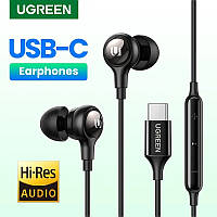 Наушники USB-C UGREEN EP103 HiFi Stereo с микрофоном и регулировкой звука проводные 1.2m Black NEW (30638)