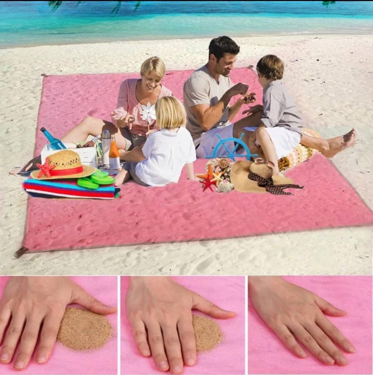 Пляжний килимок покривало-підстилка антипісок Sand Free Mat 2 м на 1.5 м рожева