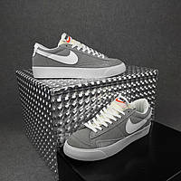 Женские кроссовки Nike Blazer Low (серые с белым) низкие стильные осенне-весенние кеды О20714 39