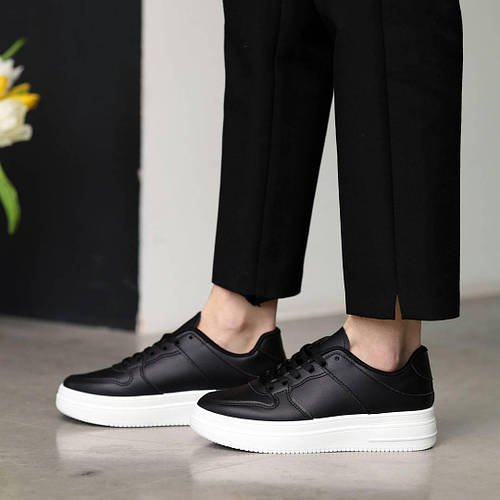 Купить Кеды Черные С Белой Подошвой Кожаные Демисезонные Stilli Adver ...