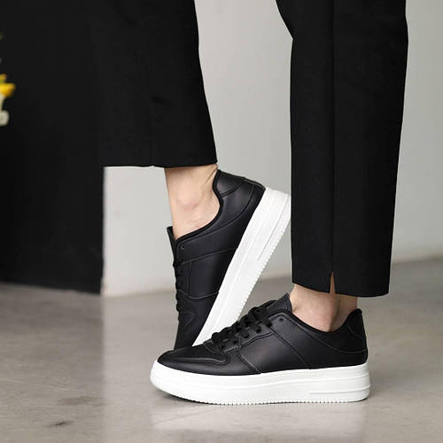 Купить Кеды Черные С Белой Подошвой Кожаные Демисезонные Stilli Adver ...