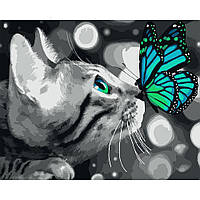 Картина по номерам 40х50 см SANTI Котик с бабочкой (954479)
