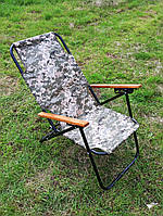 Крісло Шезлонг Розкладачка "Курорт" тканина піксель, для відпочинку на природі, пікніка, риболовлі