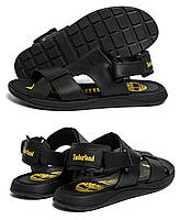 Чоловічі літні шкіряні сандалі Timb Black. Чоловічі шкіряні шльопанці, босоніжки чорні, Чоловіче взуття