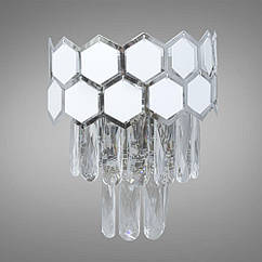 Бра настінне кришталь Diasha цоколь E14 колір Білий + Хром 21114/250HR+WH