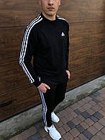Спортивный костюм мужской Adidas (Адидас) черный весенний осенний с капюшоном | Кофта+штаны ЛЮКС