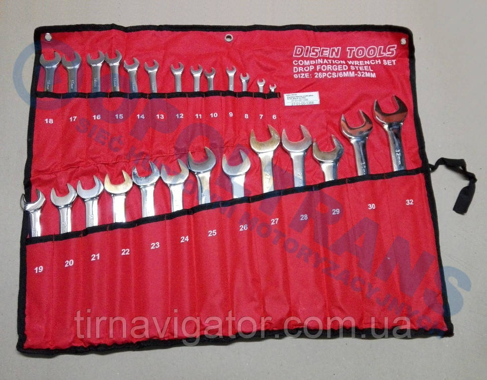 Набір ключів ріжково-накидних 26 шт. (6-32) Disen Tools