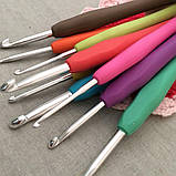 Набір гачків для в'язання 18 шт з силіконовою ручкою в'язальні кольорові гачки від 0,5 до 8 мм, фото 7
