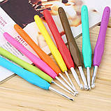 Набір гачків для в'язання 18 шт з силіконовою ручкою в'язальні кольорові гачки від 0,5 до 8 мм, фото 10