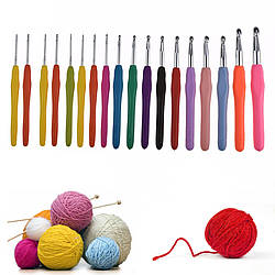 Набір гачків для в'язання з силіконовою ручкою 18 шт в'язальні кольорові гачки від 0,5 до 8 мм