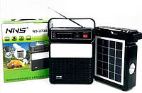 Портативна колонка радіоприймач із сонячною панеллю ліхтарик лампа NNS Solar charge NS-2730LS