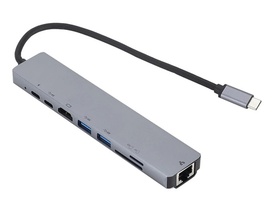 USB Хаб X-ZEA HUB003 8-in1 Type-C to 2xUSB+HDMI+2xType-C+RJ45+SD+microSD