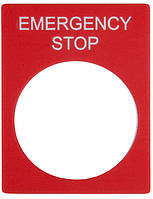 Табличка маркировочная EMERGENCY STOP для кнопки, 22 мм, красная, прямоугольная, АСКО