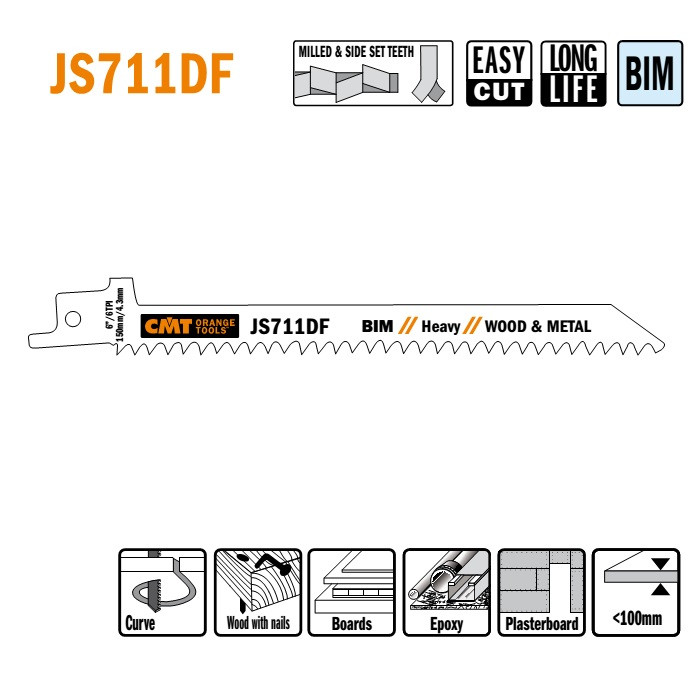 Пильні полотна для шабельних пил JS711DF (уп.-5 шт.), CMT