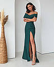 Вечірня зелена розкішна сукня довга приталена з розрізом, фото 2