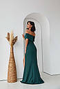 Вечірня зелена розкішна сукня довга приталена з розрізом, фото 4