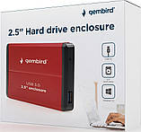 Кишеня зовнішня Gembird EE2-U3S-2-R 2.5" USB 3.0 red, фото 5