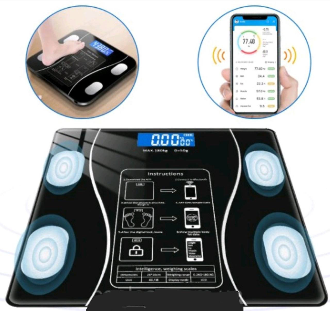 Розумні фітнес ваги Scale Smart з Bluetooth чорний