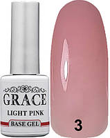 Каучуковая основа, база для гель-лака Грейс Grace Rubber Base Light Pink 8 мл