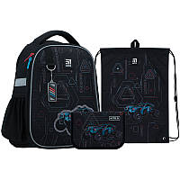 Шкільний набір рюкзак + пенал + сумка Kite Education Extreme Car K22-555S-11 874 г 35x26x13.5 см чорний