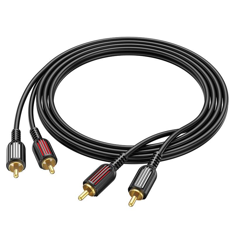 Аудіо кабель тюльпан RCA на RCA BOROFONE red і white double lotus audio cable (1,5м). Black