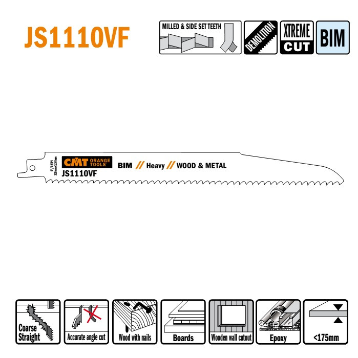 Пильні полотна для шабельних пил  JS1110VF (уп.-5 шт.), CMT