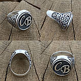Срібний чоловічий персень з ініціалами, фото 2