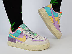 Кросівки жіночі весняні різнокольорові Nike Air Force 1 Shadow Pale Ivory. Найк Аїр Форсе 1 Шедоу Айворі