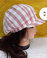 Бавовняна літня жіноча кепка білий із теракотовим