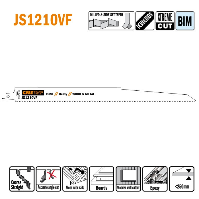 Пильні полотна для шабельних пил  JS1210VF (уп.-5 шт.), CMT