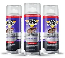 Засіб проти тарганів, кліщів, молі, мурашок, мух, павуків, бліх, клопів No-Pest Bomba 400 мл 200 м3 3 шт.