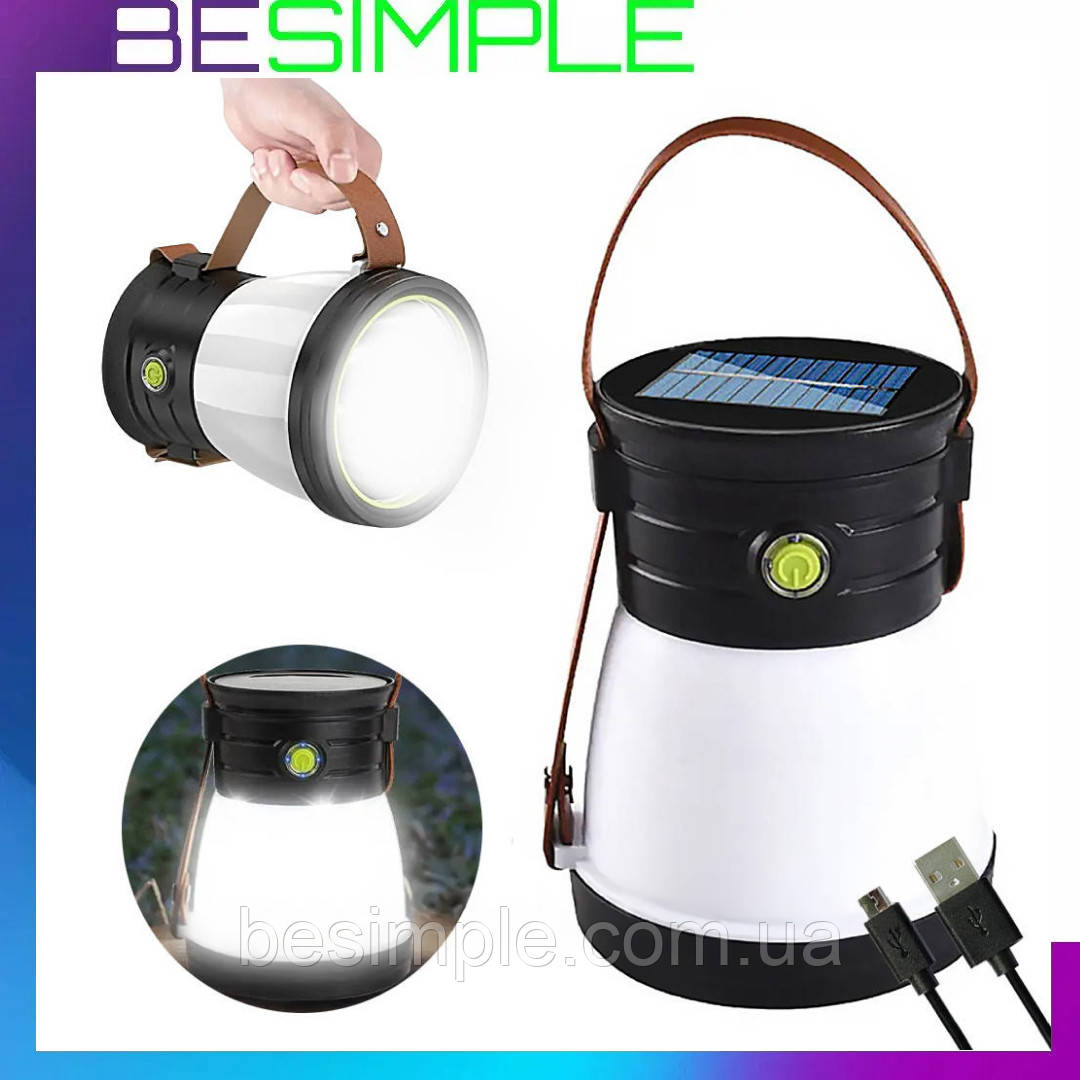 Кемпінговий ліхтар на сонячній батареї, 1200мАч, ZJ-1158 / Багатофункціональний акумуляторний ліхтар-лампа, фото 1