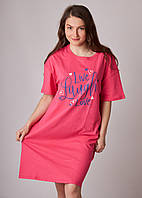 Ночная сорочка- туника из хлопка, с короткими рукавами, с печатным рисунком,хлопок, ТМ MERU