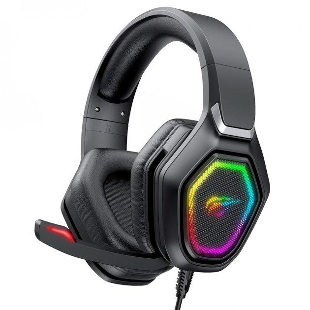 Геймерські провідні ігрові навушники для ігор HAVIT HV-H659d з RGB-підсвічуванням і мікрофоном + 3.5 мм