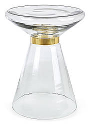 Кавовий столик з тонованого скла Azmin VT CLEAR D36 Прозорий з золотою каймою