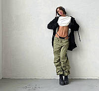 Женские брюки Карго из коттона Арт. 432А380 Оливковый