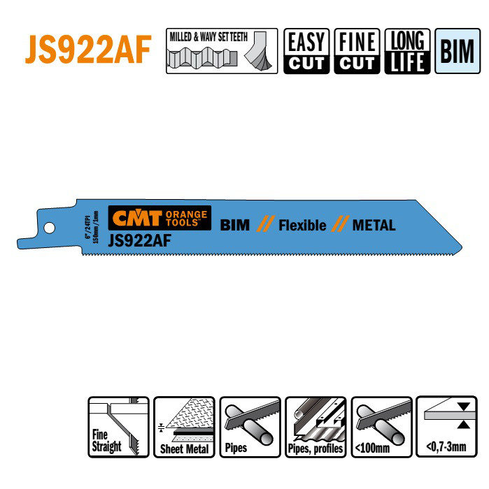 Пильні полотна для шабельних пил  JS922AF (уп.-5 шт.), CMT