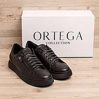 Мужские кожаные черные кеды