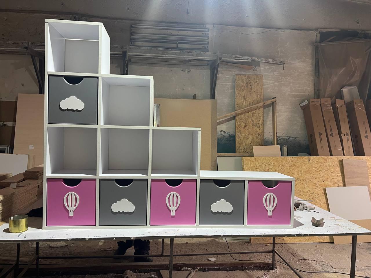 Дитячий стелаж на 11 комірок, 6 ящиків МДФ ST-142, фото 1