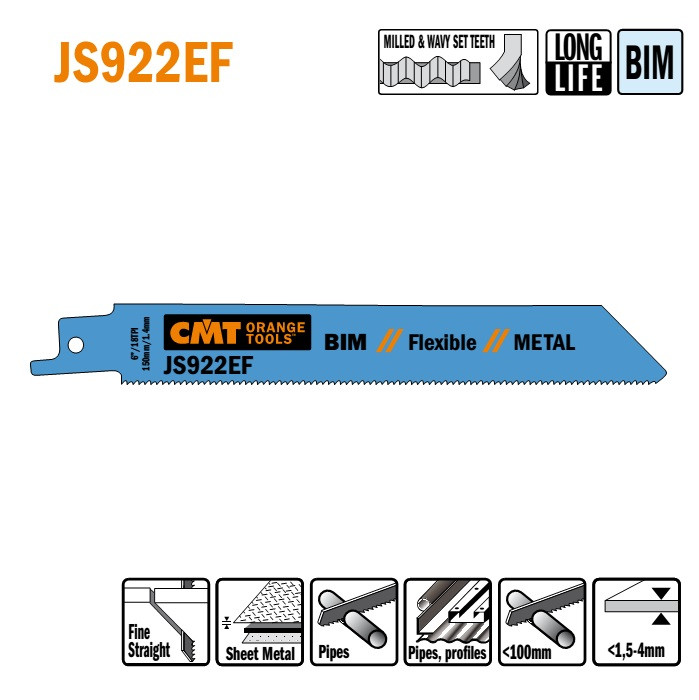 Пильні полотна для шабельних пил  JS922EF (уп.-5 шт.), CMT