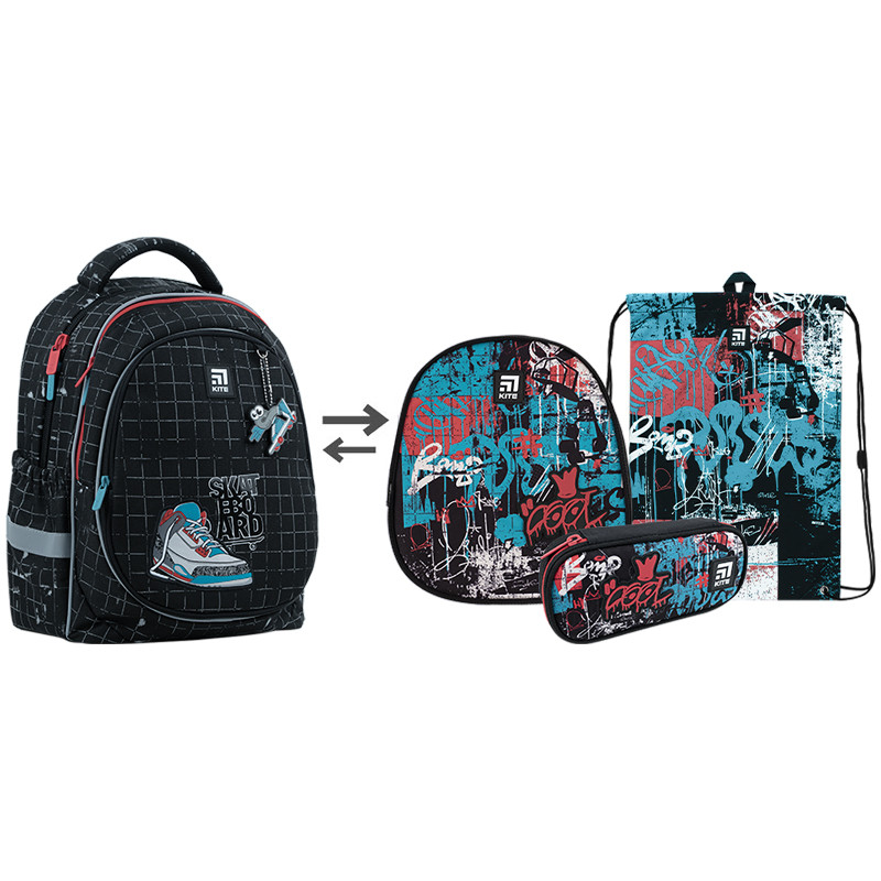 Шкільний набір рюкзак + пенал + сумка Kite Street Style K22-700M (2p) — 3 836 г 38x28x16 см чорний