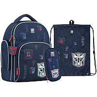 Шкільний набір рюкзак + пенал + сумка Kite Transformers TF22-706S 918 г 36x29x16.5 см синій
