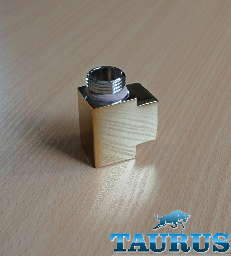 Золотий квадратний трійник PREMIUM CUBE 1/2" c ущільнювальним кільцем для гібридних рушникосушок, Італія