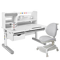 Комплект парта стіл з надбудовою для школяра FunDesk Pensare Grey + Крісло Cubby Adonis Grey, фото 3
