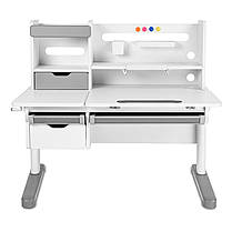 Комплект парта стол з надбудовою FunDesk Pensare Grey + дитяче ергономічне крісло FunDesk Cielo Pink рожевий, фото 2