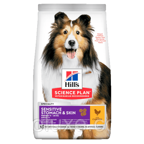 Hills Adult Sensitive Stomach & Skin Medium Chicken 2,5 кг корм для собак (Hill's Хіллс Хілс)
