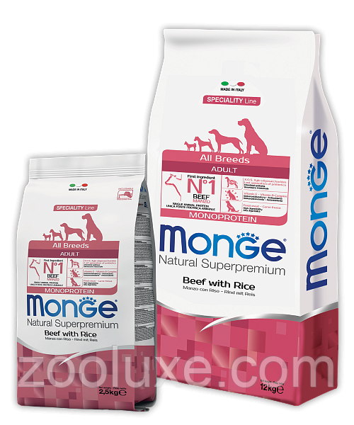 Monge All Breds Adult Beef and Rice 15 кг / Монж Олл Бридс Едалт Яловичина та Рис 15 кг — корм для собак