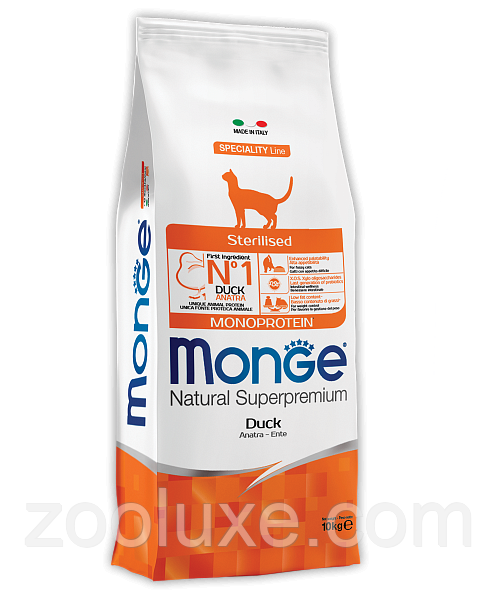 Monge Sterilised Duck 10 кг / Монж Стерайз Утка 10 кг - корм для котів