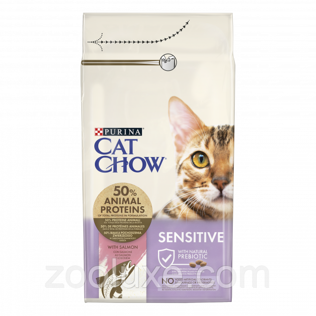 Purina Cat Chow Sensitive Salmon 1,5 кг / Пурина Кет Чау Сенситив Лосось корм для котів і котів