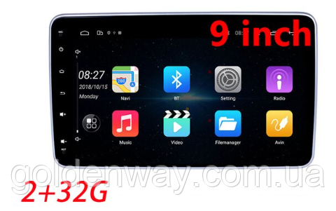 Автомагнітола 1DIN Podofo F9218DH (YT9270L) 2/32 Гб з екраном 9 дюймів Android 11 GPS WiFi